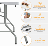 Vente chaude Portable En Plastique Blanc 5ft Rectangle Table Pliante pour Intérieur Extérieur Événements