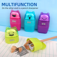 Gomme et taille-crayon 2 en 1 en forme d'ours |   Papeterie mignonne de dessin animé pour enfants |   Fournitures scolaires multifonctionnelles