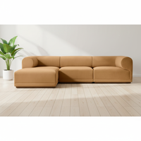 Canapé d'angle moderne de luxe en tissu avec structure en bois, design inclinable, ensemble de meubles d'intérieur pour salon