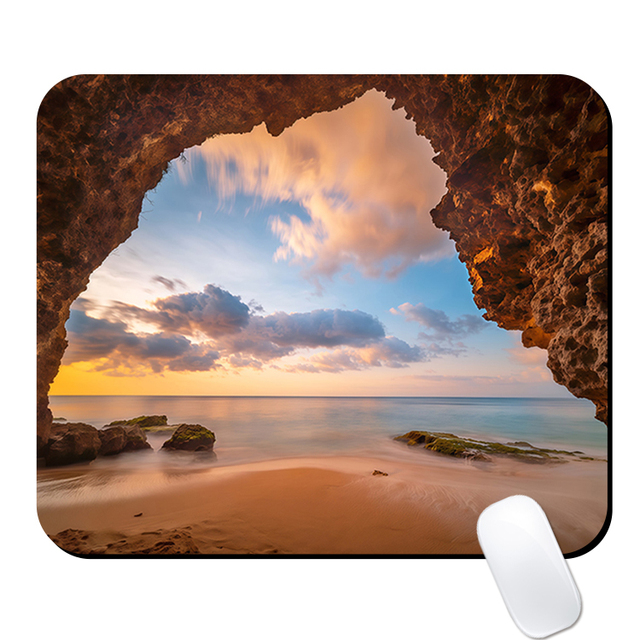 Sandy Beach Cove Print MousePad Computer Accessories Gaming Mouse Pad Non-Slip Gamer Large Desk Pad Waterproof Office Table Mat