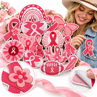 Patch brodé en ruban rose pour la sensibilisation au cancer du sein, avec motifs Cœur, Espoir, Croire, à thermocoller ou à coudre, vente en gros