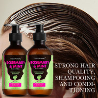 Kit de Soins Capillaires Naturels à la Menthe Poivrée pour la Croissance et la Repousse des Cheveux, Anti-Chute, Bloqueur de DHT, Shampoing et Après-Shampoing pour Cheveux Clémentins