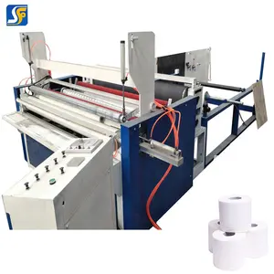 Toilet paper tissue roll slitting rewinder with plastic packing machine 10 bags Slitting Rewinder