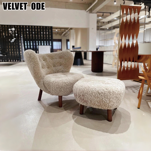 Nuova Poltrona <span class=keywords><strong>Petra</strong></span> Cozy Curva per Soggiorno - Seduta Lounge in Morbido Tessuto <span class=keywords><strong>di</strong></span> Lana d'Agnello per Interni Accoglienti - Product Image 2