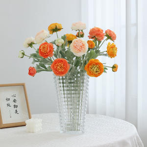 Fleurs artificielles <span class=keywords><strong>de</strong></span> pivoine premium floquées, 3 tiges, <span class=keywords><strong>lotus</strong></span>, accent décoratif pour la maison, salon, chambre, étagère, centre <span class=keywords><strong>de</strong></span> table - Product Image 3