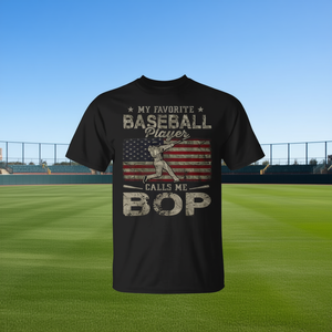Mon joueur de baseball préféré m'appelle Bop T-Shirt Cadeau pour la fête des pères - Product Image 3