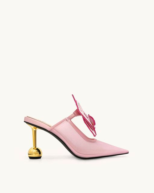 Top-tier Cowhide Women's Fashionable High-heeled Stiletto Heel Pointed Toe Floral-print Summer Autumn Shoes