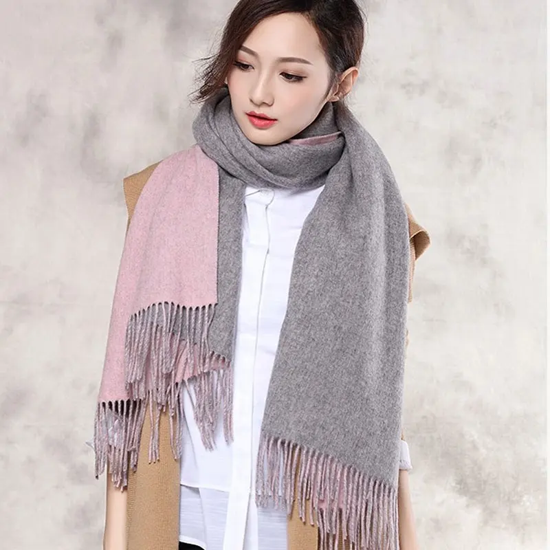 2020 New Fashion Winter inner mongolia cashmere wool blended scarf shawl with tassel