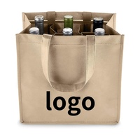 Sac fourre-tout promotionnel personnalisé pour supermarché, sac cadeau beige pour whisky, sac à vin réutilisable non tissé pour 4 ou 6 bouteilles
