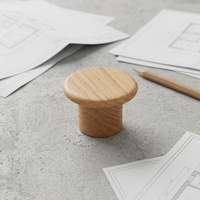 Boutons de meuble en bois de chêne blanc naturel, forme champignon, à trou unique