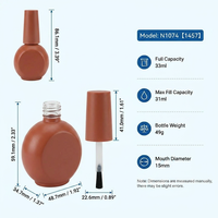 Flacon de vernis à ongles en verre de 33 ml, forme plate et ronde, vide, pour gel UV, emballage de beauté pour nail art avec pinceau