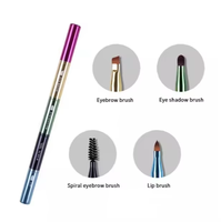 Pinceau portable personnalisé à quatre têtes pour les lèvres, les yeux et les sourcils, en poils synthétiques, en promotion