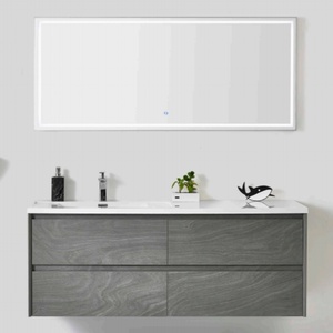 Meuble de salle de bain intelligent en chêne avec lavabo mural design nordique, combinaison lavabo pour se laver les mains et le visage, export - Product Image 1
