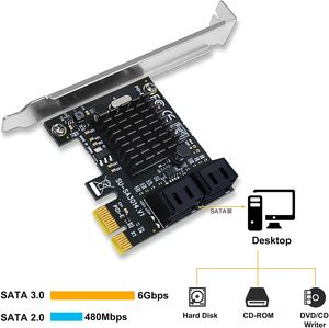 PCIe SATA Kartı 4 Bağlantı Noktalı 6 Gbps SATA 3.0 Denetleyici Adaptörü 4 Kablolar Masaüstü Bilgisayar için Alüminyum Alaşımlı Düşük Profil Braketi Stok - Product Image 3