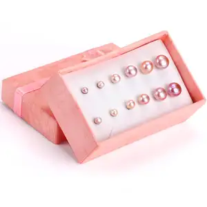 Genuine Freshwater Pink/White Natural Pearl Earrings Stud Earrings Set For Women Super Deal With Gift Box Wholesale
