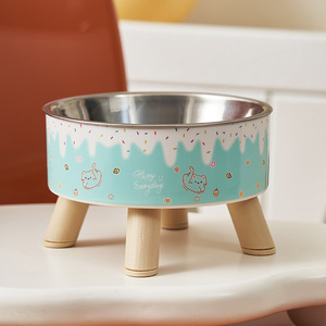 Bol anti-renversement pour animaux de compagnie en acier inoxydable surélevé avec pieds pour un meilleur soutien à l'alimentation des chats et des chiens - Product Image 3