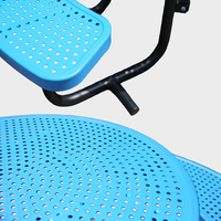 Mesa de pícnic redonda comercial de metal para discapacitados al aire libre con Banco, muebles de jardín, patio de recreo exterior, mesa de comedor de acero