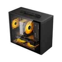 0.8mm SPCC TG Glass Mini-ITX Motherboard Mid Tower Portable PC Case with Tempered Glass Side Panel and 12cm Front Cooling Fan