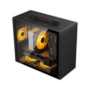 เคสคอมพิวเตอร์พกพาขนาดกลาง Mid Tower สำหรับเมนบอร์ด Mini-ITX ทำจากเหล็ก SPCC หนา 0.8 มม. พร้อมกระจกนิรภัยด้านข้างและพัดลมระบายความร้อนด้านหน้าขนาด 12 ซม. - Product Image 2