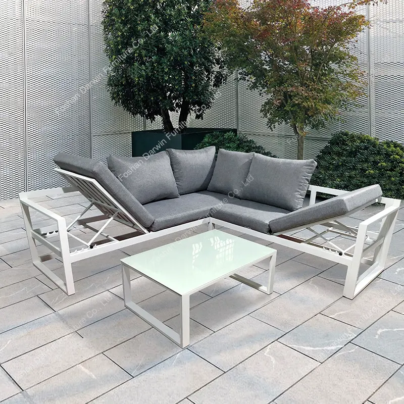 China Fabrikant Groothandel Oem Tuinmeubilair Patio Sofa Lounge Aluminium Tuin Bank