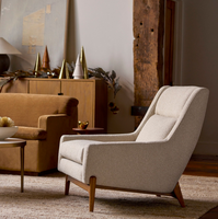 Meubles de salon au design moderne Fauteuil à armature en bois massif Chaise longue en tissu