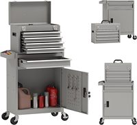 Coffre à outils 5 tiroirs 2 en 1 avec 4 serrures à roues Boîte à outils haute capacité Établi Armoire à outils