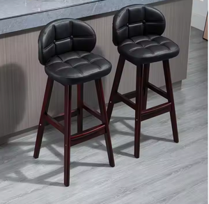 Sillas de Bar Modernas Minimalistas de Respaldo Alto, Cómodas, Elegantes y Duraderas, de Cuero Marrón Vintage, para Bares, Islas de Cocina y Uso Doméstico - Product Image 2