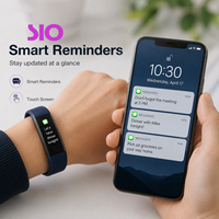 Bracelet intelligent avec écran tactile, podomètre, moniteur de fréquence cardiaque, tension artérielle, oxygène sanguin, suivi du sommeil, charge USB, autonomie de 15 à 21 jours