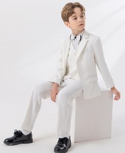 Costume de baptême pour enfants ensemble de vêtements blancs enfants tenue de smoking formelle robe nœud papillon Blazer Costume de Performance de fête - Product Image 1