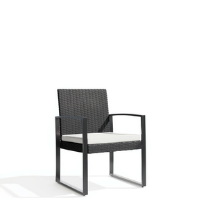 Silla de Comedor de Patio de Ratán PP Negro con Estructura de Aluminio, Silla de Jardín Contemporánea, Muebles de Exterior, Asiento Tapizado Resistente - Product Image 1