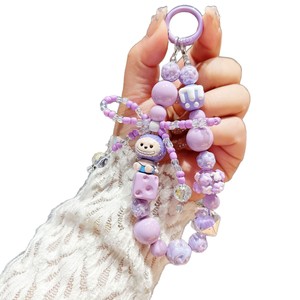 New Kawaii labub-u hạt vẽ tay Keychain UV in schoolbag Mặt dây chuyền điện thoại di động chuỗi cho phụ nữ người đàn ông phim hoạt hình vài món quà - Product Image 5