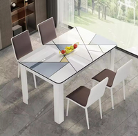 Ensemble de table et de chaises de salle à manger, design minimaliste moderne, blanc, pour la maison, vente en gros