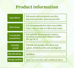Comprimés naturels à base de plantes de silymarine et de pueraria pour la santé du foie des adultes, 60 comprimés/flacon, 2 comprimés par jour - Product Image 5