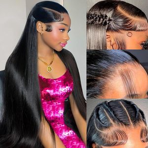 Perruques en dentelle frontale 13x4 bon marché, cheveux humains, densité 250, lisses, dentelle HD transparente, sans colle, pré-épilées pour femmes noires - Product Image 2