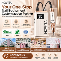 Ponceuse à ongles électrique professionnelle HOWYEA, forte, 30000 tr/min, rechargeable, avec brosse en carbone, rose