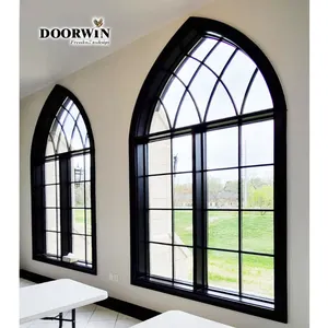 Simple Design Double Glazed Aluminium Fixed Arch Windows Glass Casement With Horizontal Opening Pattern For Villa Use