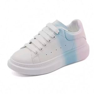 Colorful Fashion-style Walking Style Thick-soled Casual Shoes Sports Shoes-Design White PU <b>Leather</b> Upper Designer Style <b>Sneakers</b> - Product Image 1
