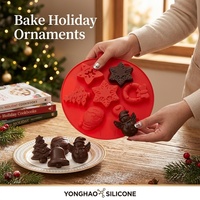 Moule en silicone Père Noël Bonhomme de neige Pain d'épices 7 cavités Premium Flexible Démoulage facile Prix usine Sans BPA Durable Moule de Noël DIY