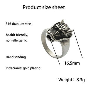 Men's Stainless Steel Dragon <b>Ring</b> <b>Silver</b> Animal Shape Retro Punk Style Jewelry Gift 26017 - Product Image 4
