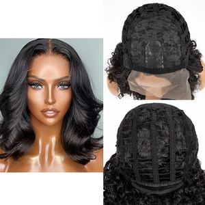 Venta al por mayor de encaje frontal negro medio dividido <span class=keywords><strong>Pelo</strong></span> Rizado ondulado grande y <span class=keywords><strong>pelucas</strong></span> cortas naturales para mujeres americanas europeas - Product Image 5