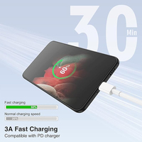 Kabel pengisi daya Cepat PD 60W, kabel USB C ke USB Tipe C 5A, kabel pengisian daya cepat untuk iPhone 15 ProMax komputer pemindai kode batang Earphone