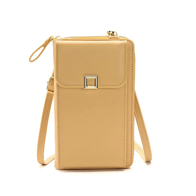 Soft cross body phone strap mobile phone yellow one shoulder messenger crossbody bags for women small handbags pu leather