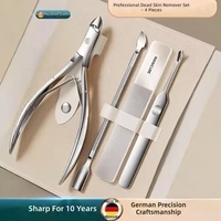 Kit de coupe-peaux mortes et pince à cuticules en acier inoxydable réutilisable, polissoir à ongles durable, outil de manucure, emballage en boîte