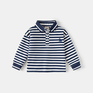 <span class=keywords><strong>Polo</strong></span> brodé en mélange de coton à <span class=keywords><strong>manches</strong></span> <span class=keywords><strong>longues</strong></span> pour enfants, Nouvelle collection Printemps 2026, Haut à col revers pour bébés garçons, Vêtements tendance en gros - Product Image 3