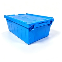 Conteneurs en plastique pour distribution en entrepôt, caisses en plastique avec couvercle, robustes, empilables, pour expédition et stockage
