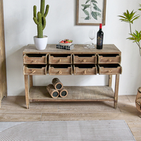 Meuble d'entrée/hôtel/appartement INNOVAHOME, panneau décoratif, style farmhouse, durable, en bois vintage, 8 tiroirs, étagères antiques
