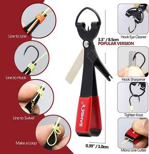 Samsfx คีมตัดสายเบ็ดตกปลาแบบสองหัวมีสายคล้องคอแบบม้วนและร่องคู่ชุดเครื่องมือเสื้อกั๊กตกปลา - Product Image 3