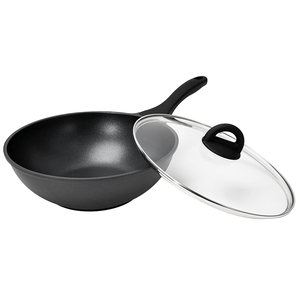 PTFE negro 2 capas revestimiento antiadherente <span class=keywords><strong>Wok</strong></span> Die Cast aluminio utensilios de cocina, interior al aire libre RV <span class=keywords><strong>Camping</strong></span> uso, Gas y seguridad de inducción - Product Image 3