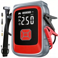Démarreur de batterie et compresseur d'air 150 PSI 3000A portable pour moto et voiture avec arrêt automatique, écran LCD et éclairage LED