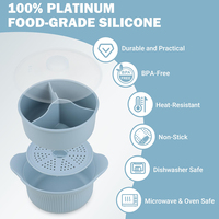 Cuisinière vapeur en silicone multi-compartiments, compatible micro-ondes, pour légumes et viande, 3 compartiments pour la cuisson à la vapeur des aliments